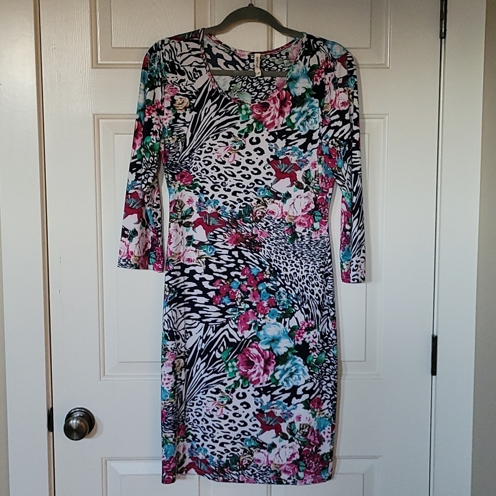 Multiprint bodycon dress
